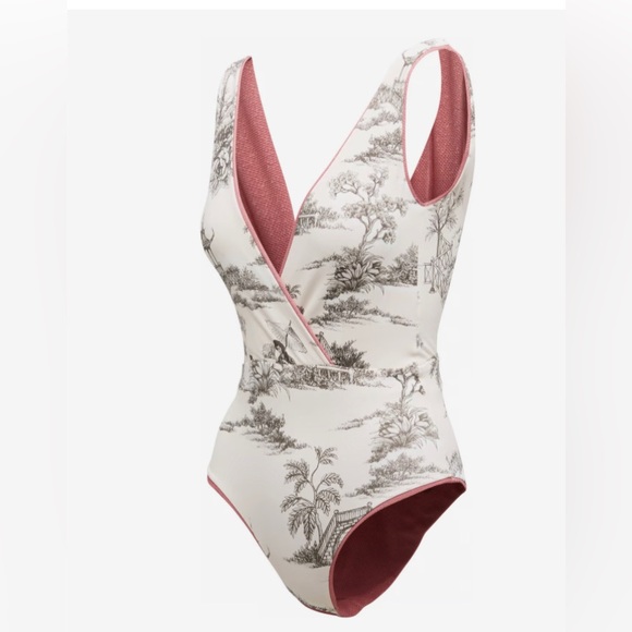 NEW MAAJI  Watermelon Serenna V-Neck One-Piece Reversible Swimsuit SZ Lg Rt-156$ - Picture 1 of 8